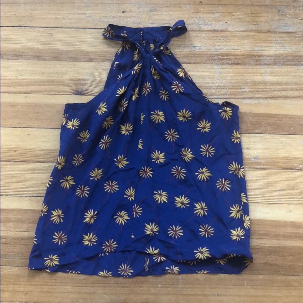 100% silk daisy print high neck cami